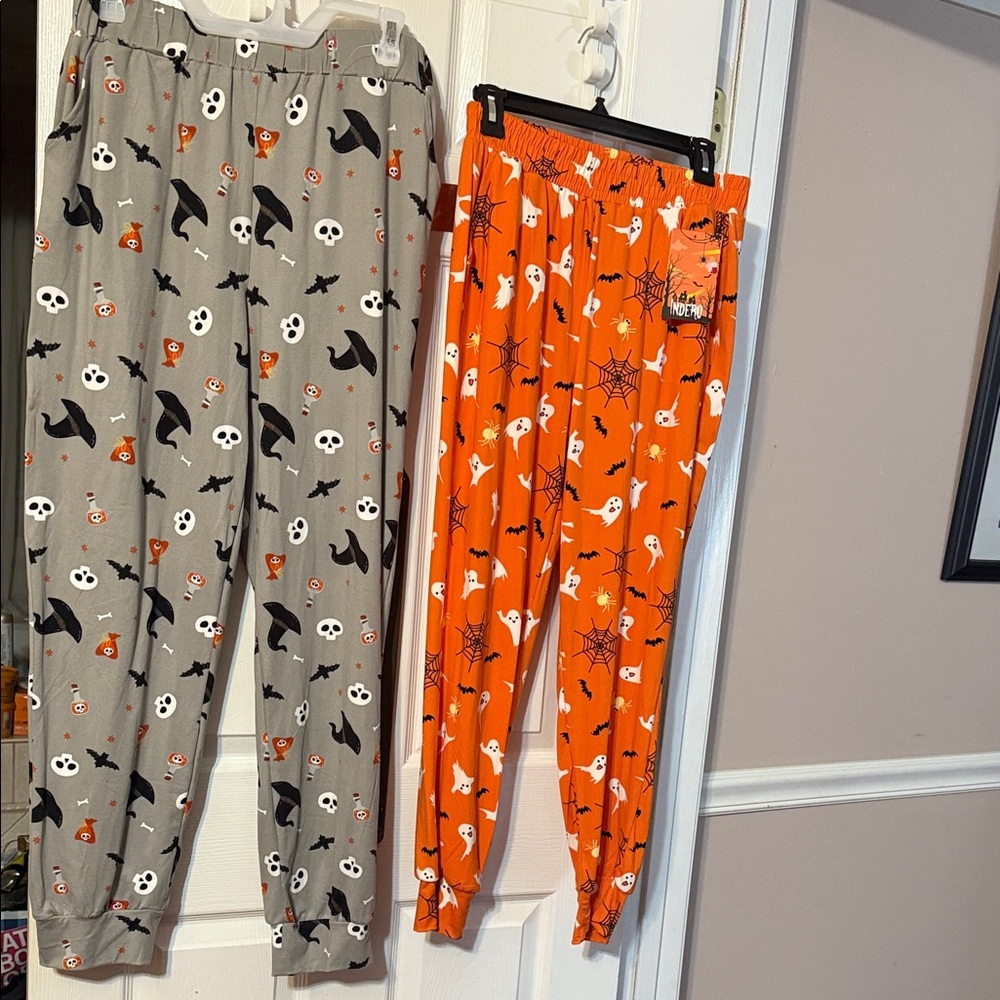 Indero and Vibe Sportswear Halloween themed jogger pants, two pair; size:L/XL.